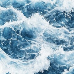 Fototapeta premium Close-up of churning ocean water with whitecaps and foam.