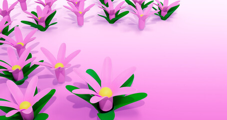 Garlic FlowerBackground 3D Cartoon Render