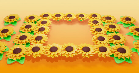 Sunflower Background 3D Cartoon Render