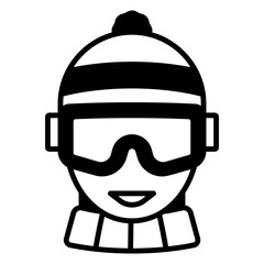 Illustration of Ski Avatar Solid Icon Design