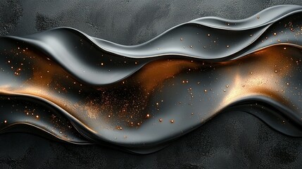 Abstract Black And Gold Liquid Wave Design