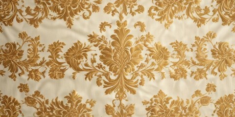 Damask pattern with golden threads woven on a cream background ,  gold,  pattern
