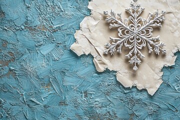 Unique Christmas background featuring a decorative snowflake and message paper