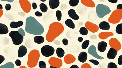 Fototapeta premium 1950s kidney bean shapes, abstract molecular pattern, vintage color palette, mid-century wallpaper design, organic flow