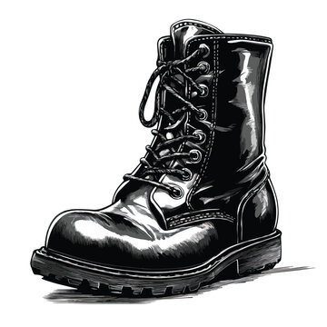 black combat boot drawing clip art preview