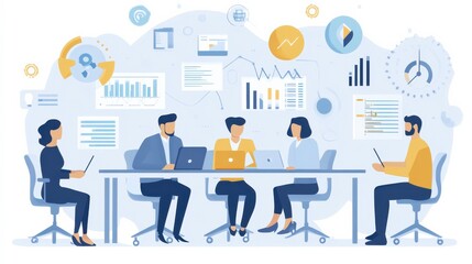 Modern Office Collaboration in Soft Lighting Environment