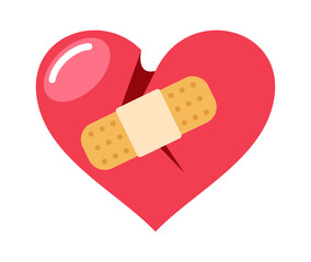 Heart with plaster patch vector illustration