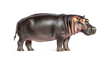 A Hippopotamus Stands Against A White Background