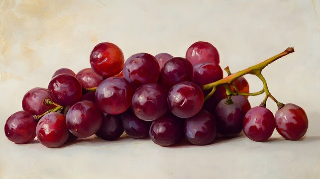 A Cluster of Ripe Red Grapes on a Light Surface