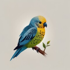 Budgerigar bird minimalist with clean