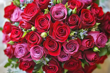 Obraz premium Colorful flower bouquet from red roses for use as background.