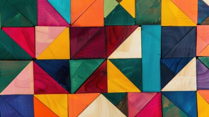 Colorful geometric wood puzzle themed wallpaper