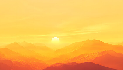 Fototapeta premium Golden Sunset Over Rolling Mountain Ranges