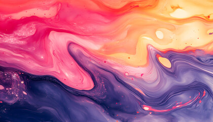 Abstract Swirling Paint Colors in Vibrant Hues