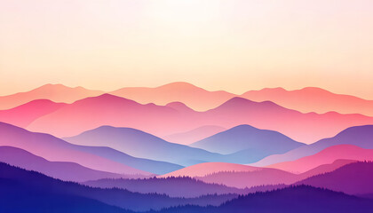 Fototapeta premium Serene Sunset Over Layered Mountainscape