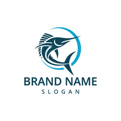 Marlin fish logo design template, fishing symbol