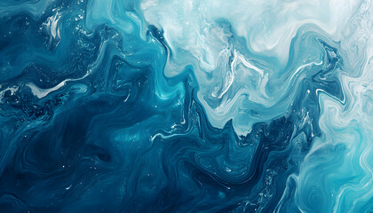 Obraz premium Abstract Blue and White Swirling Paint Texture