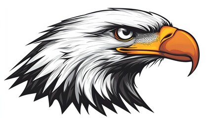 Majestic Bald Eagle Head Profile Illustration