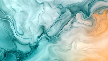 Obraz premium Abstract Teal Orange Swirling Marble Design