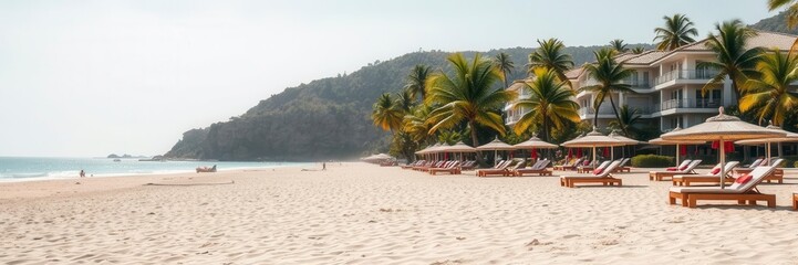 Golden sand glistening in the bright summer sun, warm, resort, coast