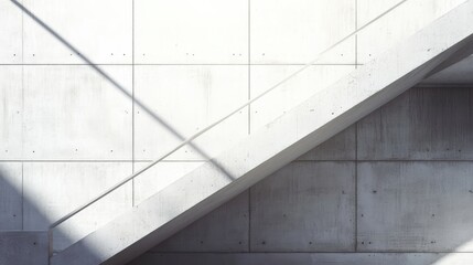 Fototapeta premium Modern concrete staircase bathed in sunlight, minimalist design.