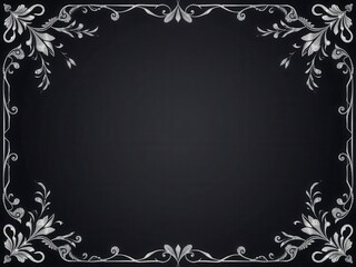 Luxurious silver leaves lace border with intricate detail on a shimmering background, border, silver, shimmering