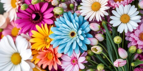 Colorful spring flowers arranged on a white paper background, nature, arrangement, outdoors