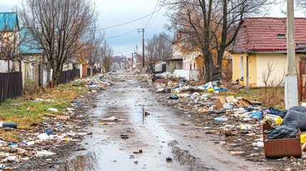 Urban decay in a forgotten town with muted colors
