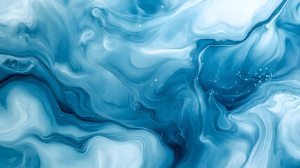 Obraz premium Abstract Blue Swirling Fluid Acrylic Painting Art