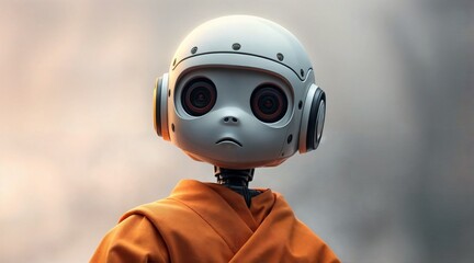 Fototapeta premium animated robot monk character perfect for versatile graphic design projects