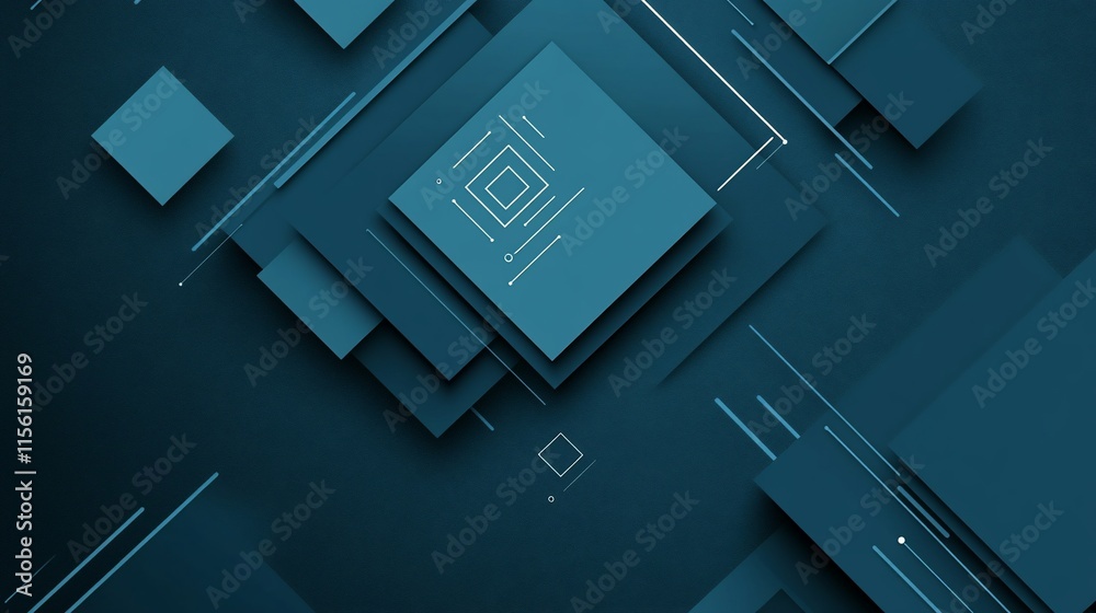 Poster abstract teal square geometric pattern background.