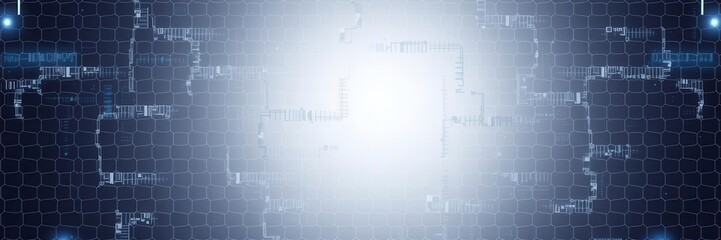 Hexagonal abstract metal background with soft light shining through, illumination, modern