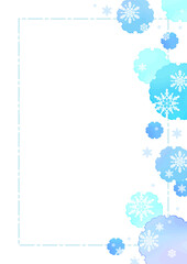 かわいい雪花もようのフレーム型テンプレート