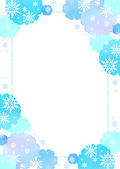 かわいい雪花もようのフレーム型テンプレート