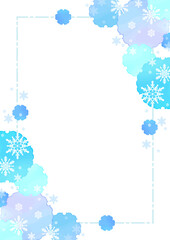 かわいい雪花もようのフレーム型テンプレート