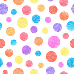 Seamless colorful dots pattern. Vector hand drawn circles background