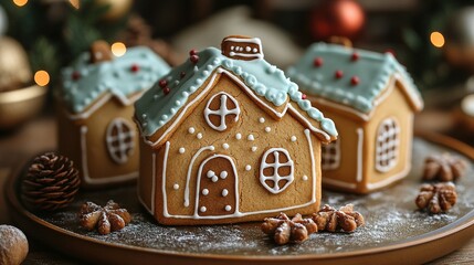 Festive Gingerbread Houses Decorated For Christmas