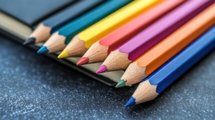 Fototapeta premium Creative Classroom Supplies with Colorful Pencils