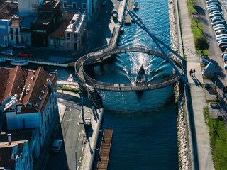 Circular Pedestrian Bridge, also known as Ponte do Laco, is a pedestrian steel bridge above the...