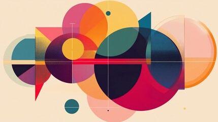 Obraz premium Abstract geometric art with vibrant colors and overlapping shapes.