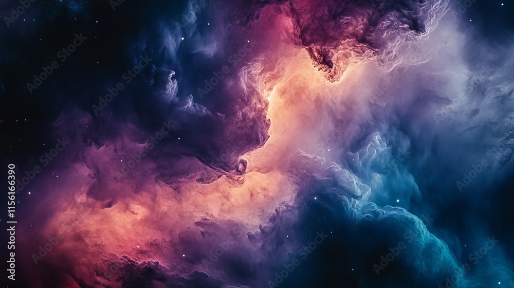 Wall mural abstract space nebula with colorful clouds and stars