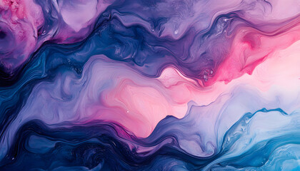 Obraz premium Abstract Fluid Acrylic Painting in Pink Purple and Blue Hues