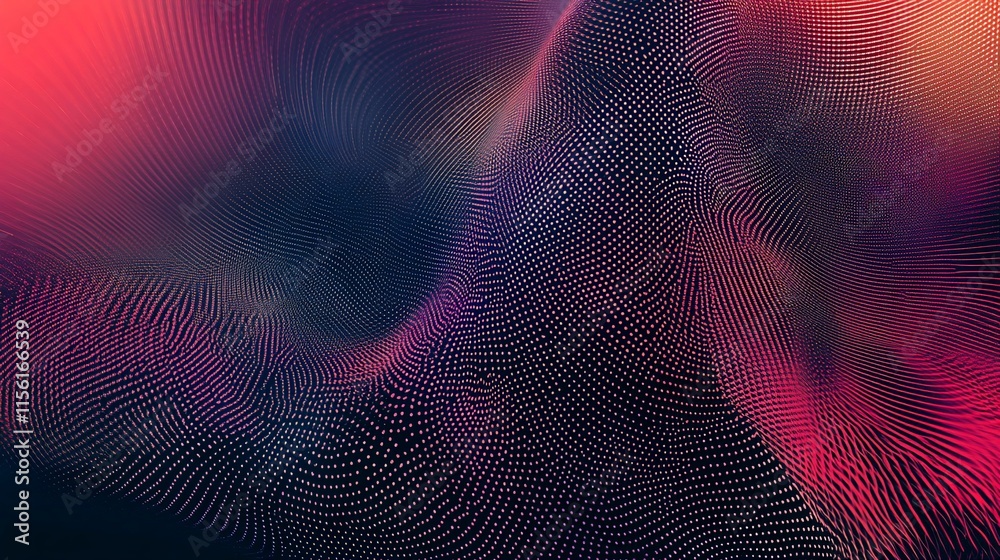 Poster abstract red and blue digital wave pattern background.