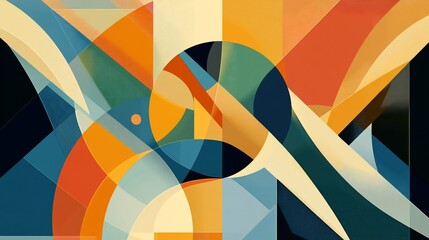 Obraz premium Abstract geometric artwork with vibrant colors and shapes.