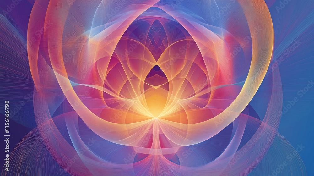Poster abstract swirling light energy forming a symmetrical pattern.