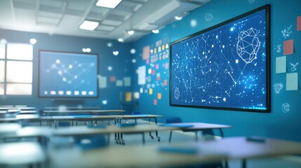 Fototapeta premium Modern Classroom with Natural Light and Tech Tools