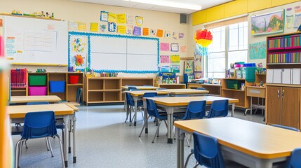 Modern Creative Classroom with Interactive Whiteboard