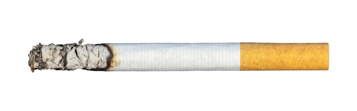 cigarette butts with ash isolated