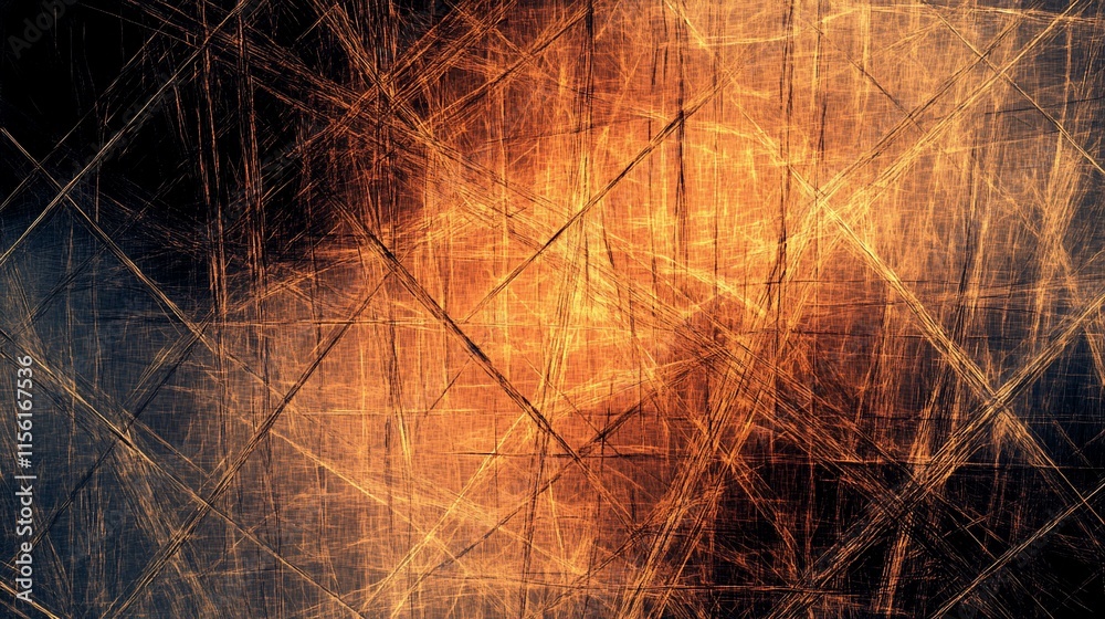 Aufkleber Abstract orange and brown textured background with intersecting lines.