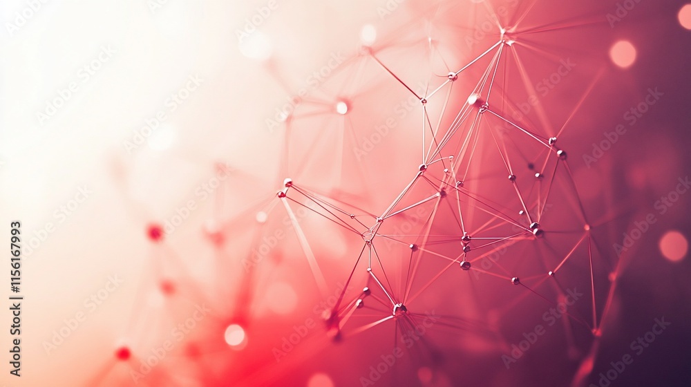 Aufkleber abstract red and white geometric network connection background.